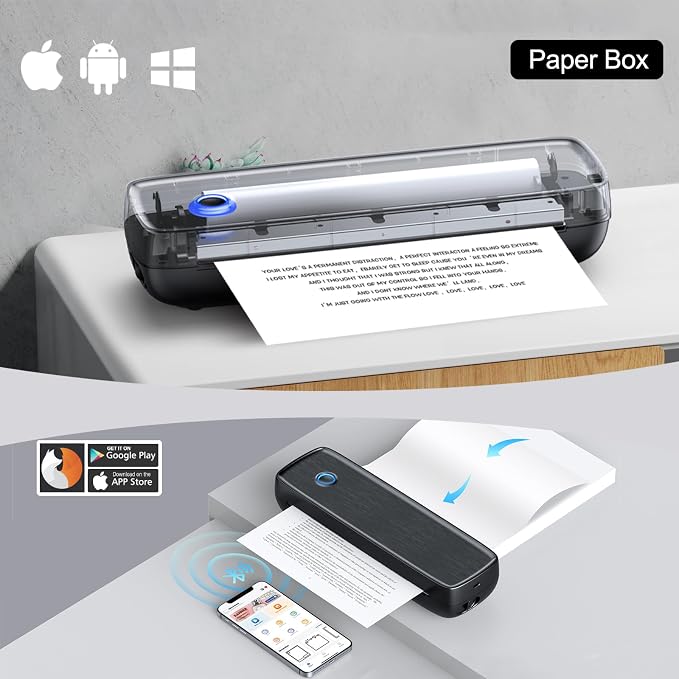 Portable Inkless Printer, Wireless Bluetooth Thermal Printer - Image 3