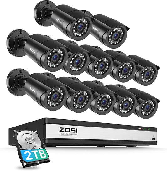 ZOSI 3K Lite 16CH Security Camera System, AI Human Vehicle Detection, Night by ZOSI