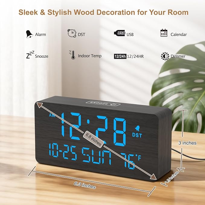 DreamSky Wooden Digital Alarm Clocks - Image 2