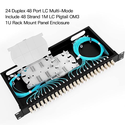 24 Duplex 48 Port LC-OM3 Multimode Fiber Enclosure Rack Mount Fiber Box LC-UPC - Image 2