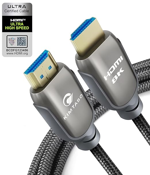 Certified HDMI 2.1 Cable 3ft, Ultra High Speed HDMI Cable, 4K HD 120Hz 144Hz 2K by KIMTABO