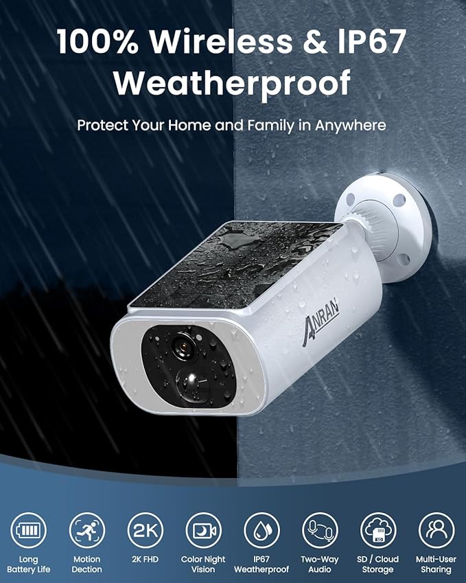 ANRAN 2K Cameras for Home Security Outside, Solar Security Cameras Wireless - Image 5