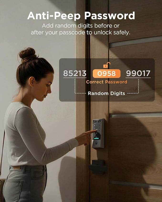 TCL Smart Lock D2 Pro, Palm Vein Keyless Entry Deadbolt, Wi-Fi Keypad Door Lock - Image 7