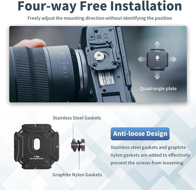 ULANZI F38 Multi-Hole Camera Quick Release Plate Kit, w 1/4" to 3/8" Screw - Image 3