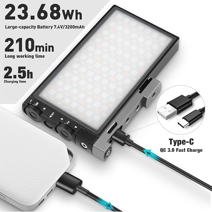 Pixel G1s RGB Video Light with APP Control, 12W 210 Minutes Rechargeable - Image 3