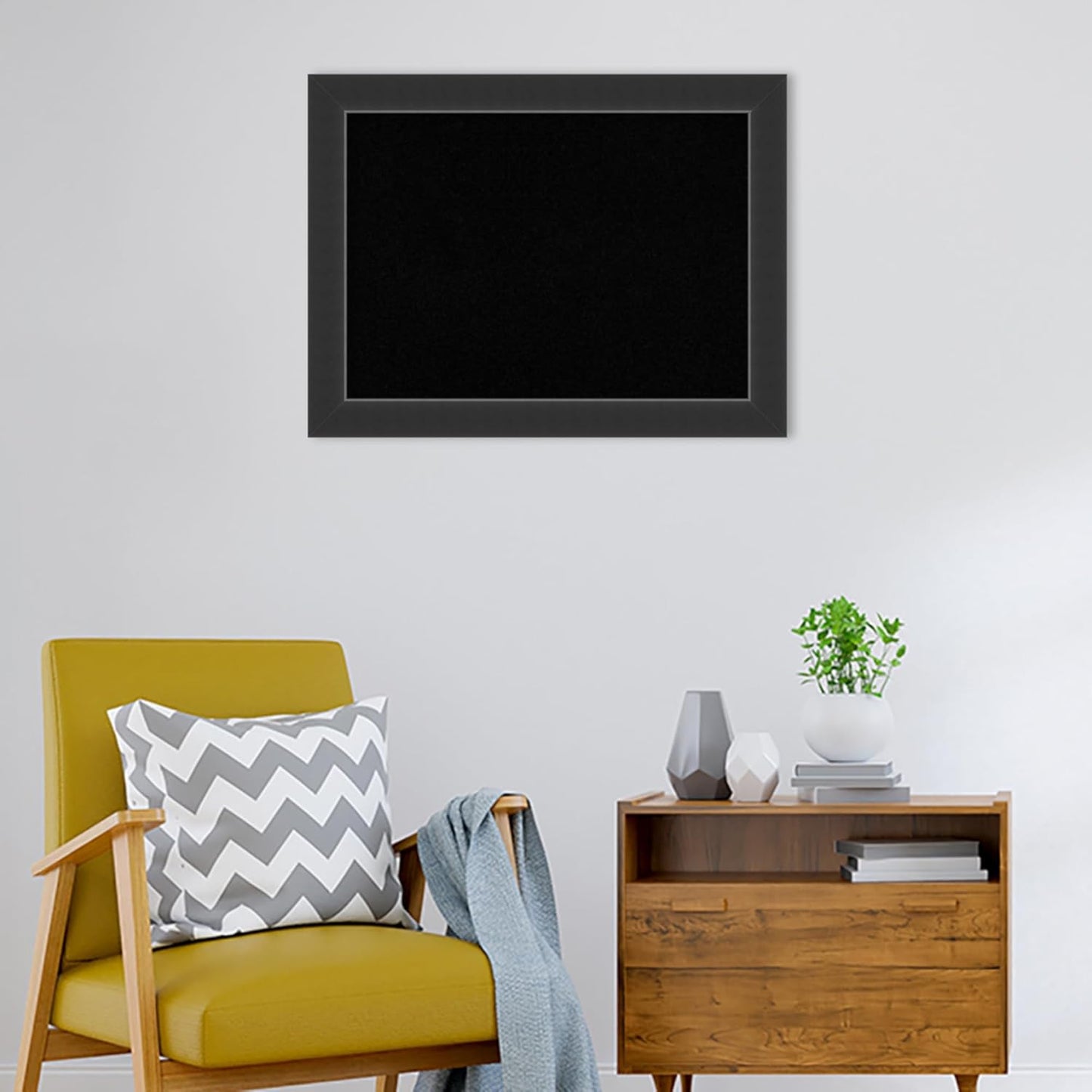 Amanti Art Black Cork Board for Wall, 25x33 Vision Board with Black Wood Frame, Medium Corkboard Office Decor for Home Organization, Modern Corkboard Pinboard to Display Items for Home Organization