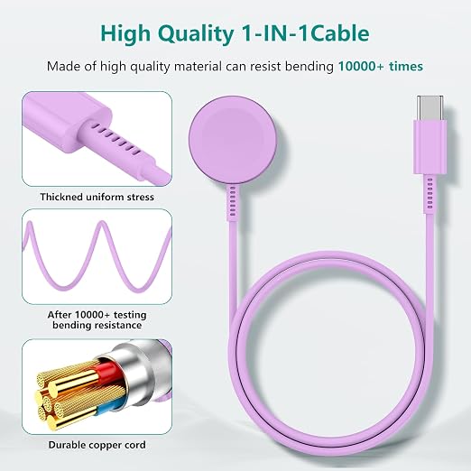 2Pack for Apple Watch Charger Cable, Magnetic Fast Charger to USB-C Cable 3FT - Image 3