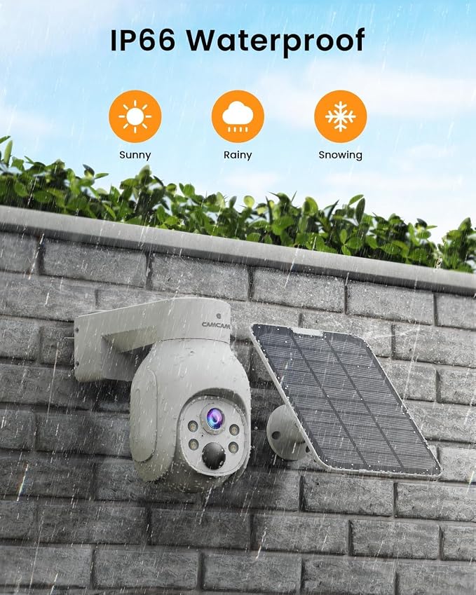 Camcamp Wireless Security Camera System, Solar Powered PTZ 6 Cam-kit Camera - Image 9