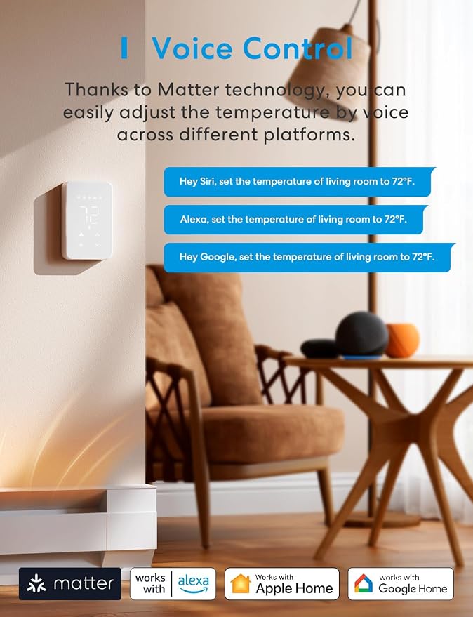 meross Matter Smart Thermostat for Electric Baseboard Heater, Works - Image 4