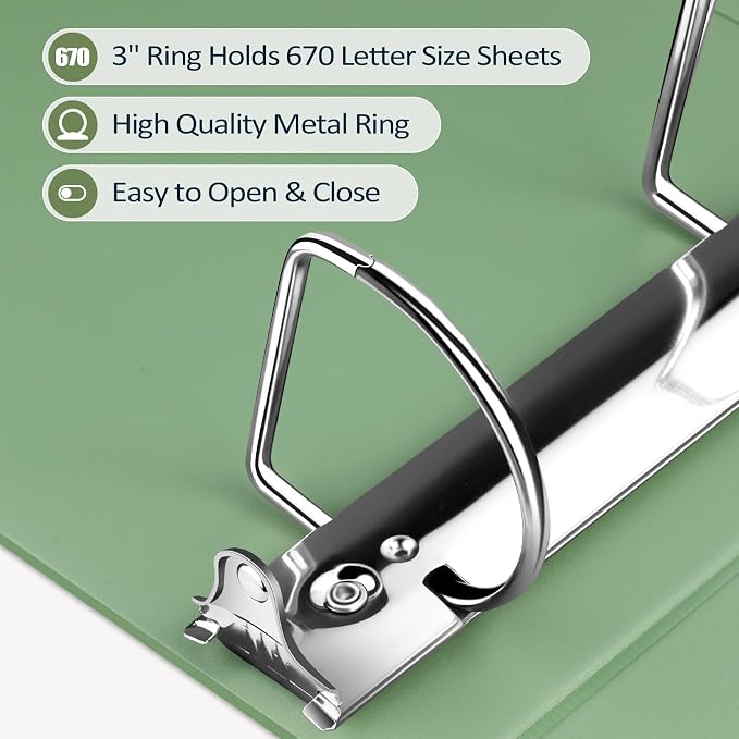 Sooez BinderX Extra Durable 3 Inch 3 Ring Binder, D-Ring Large Binder, Holds - Image 4
