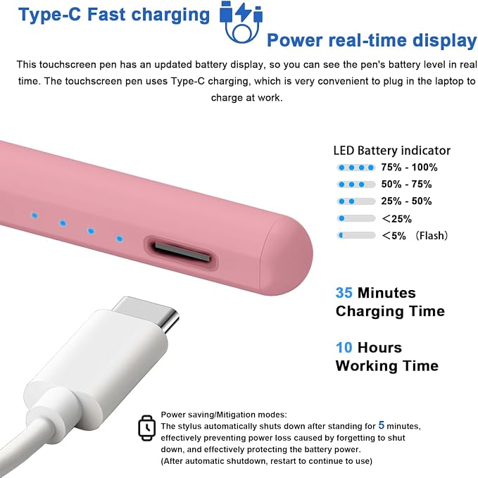 Stylus Pens for Touch Screens Power-Display Tablet Pen POM Tip Magnetic Digital - Image 3