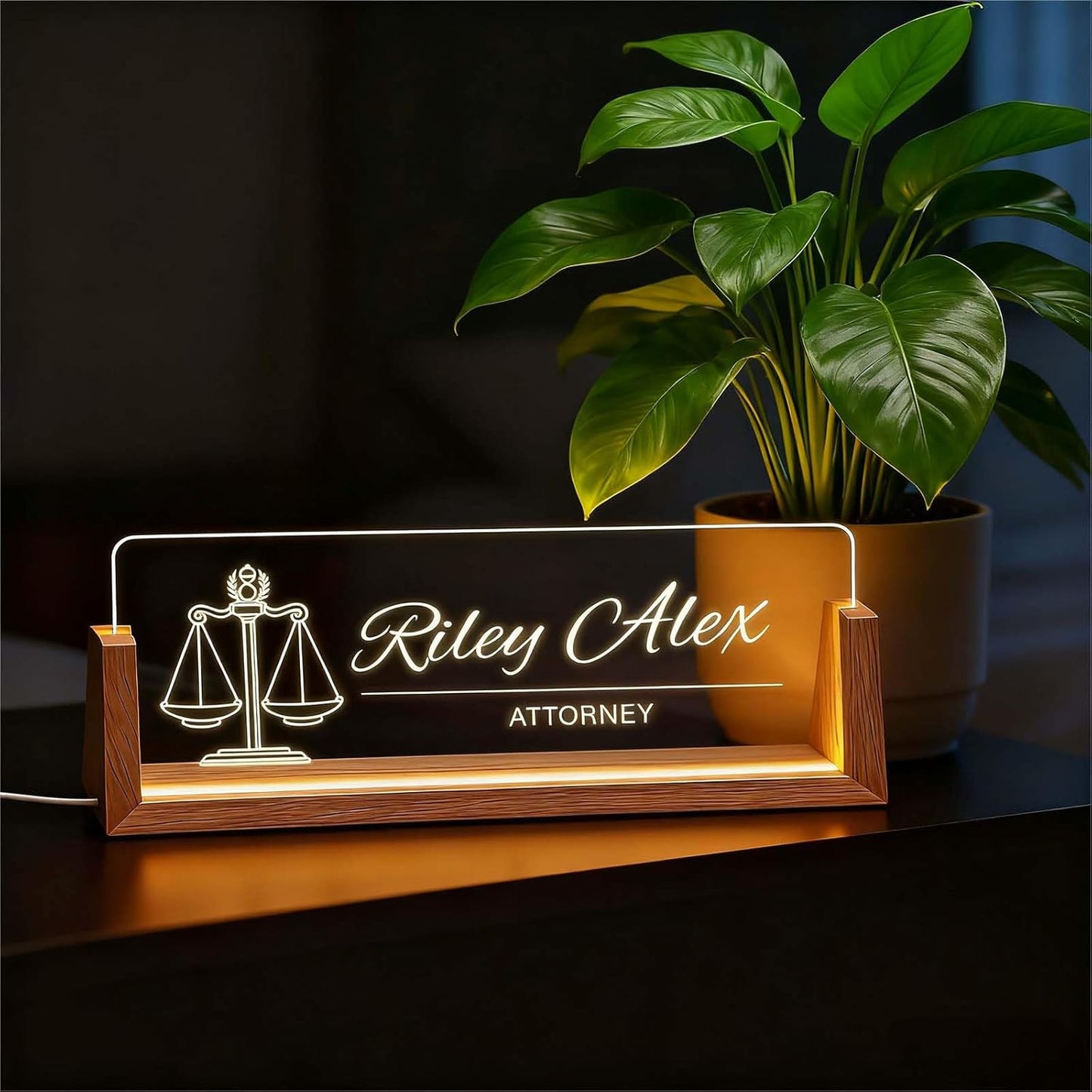 Personalized Desk Name Plate, Custom Light Up Acrylic Office Sign for Coworker Boss Teacher Gift, Employee Recognition, Professional Workplace Decor