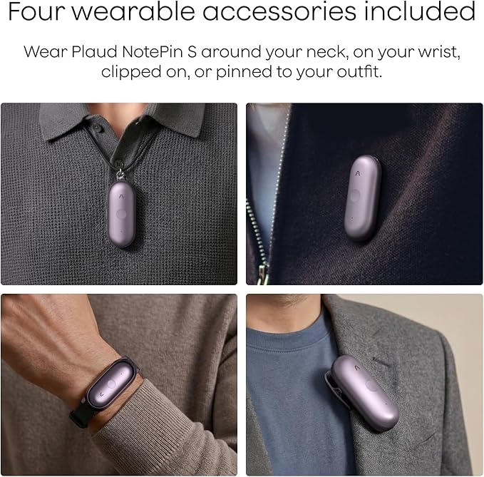 Plaud NotePin S AI Voice Recorder, Wearable AI Notetaker, AI Transcribe & - Image 3
