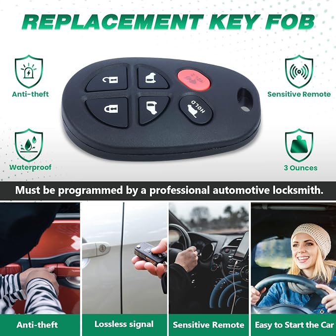 Beefunny Keyless Entry 6 Button Remote Car Key Fob - Image 5