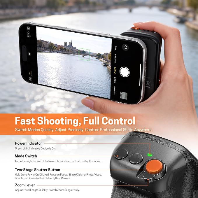 Magnetic Phone Camera Grip, Smartphone Holder Selfie Handle Snap - Image 3