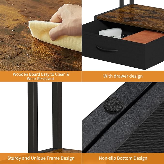 Printer Stand with Storage for Desk, with Fabric Drawer Desktop Printer Stand - Image 7