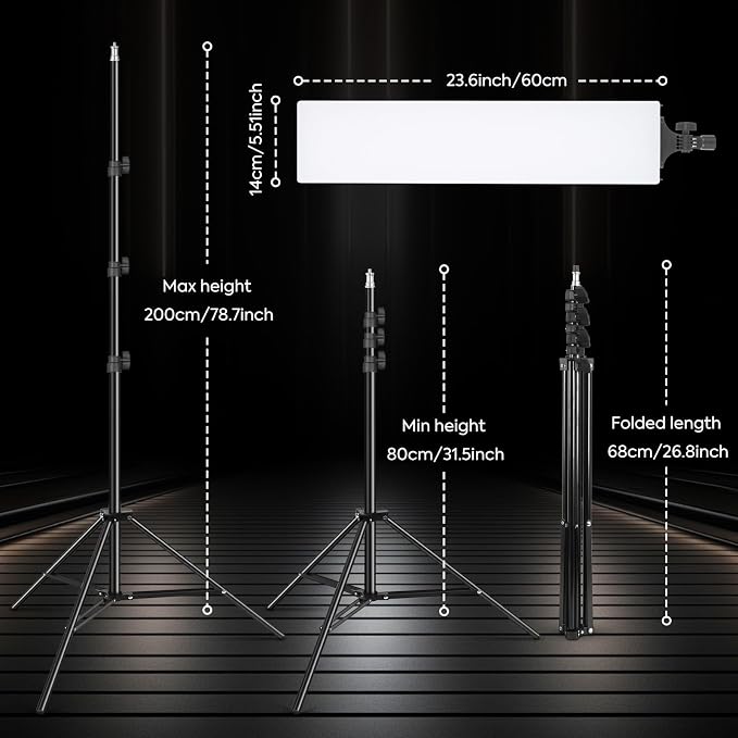 2 Pack LED Video Light Kit 23.6", SEDGEWIN Photography Lighting 2500-7500K - Image 6