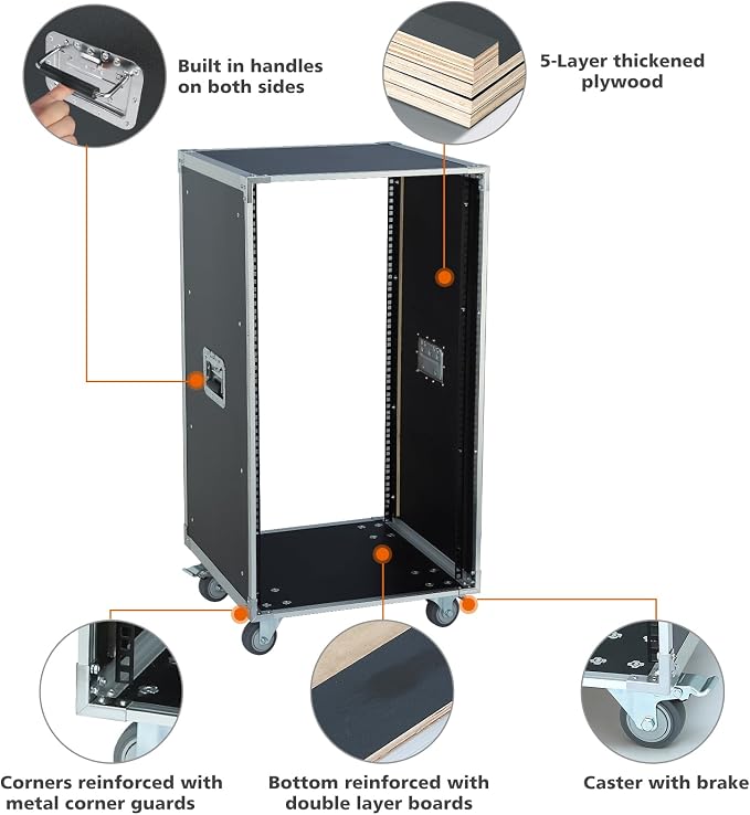 AV Gear Rack 20U Home Audio & Video Stage Stereo Equipment Storage Cabinet - Image 4