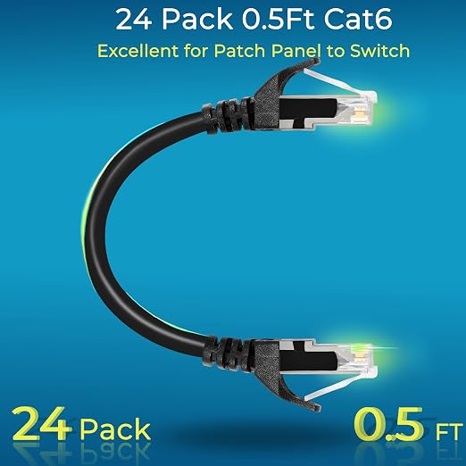 Rapink Patch Cables Cat6 0.5ft, Ethernet Patch Cable 10G, Cat 6 Patch Cable - Image 2