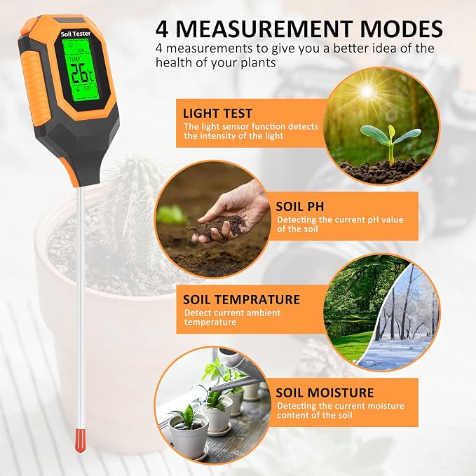 4-in-1 Soil Moisture Meter Digital PH Meter/Soil Moisture/Plant - Image 3