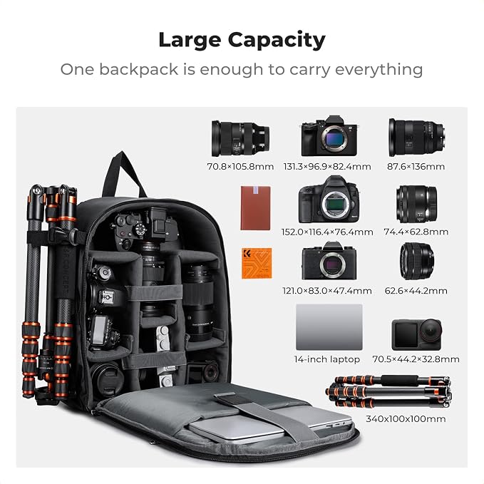 K&F CONCEPT Camera Bag Backpack, Professional DSLR/SLR/Mirrorless Camera - Image 3