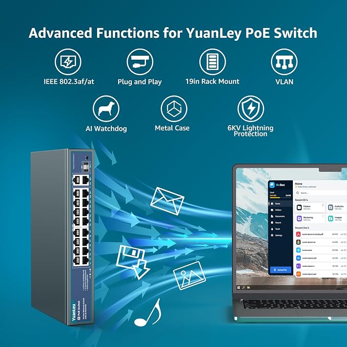 YuanLey 16 Port PoE Switch - Image 3