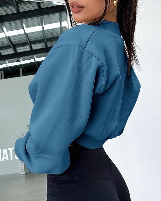 Zwurew Women's Bolero Shrug Long Sleeve Cropped Sweatshirt - Image 3