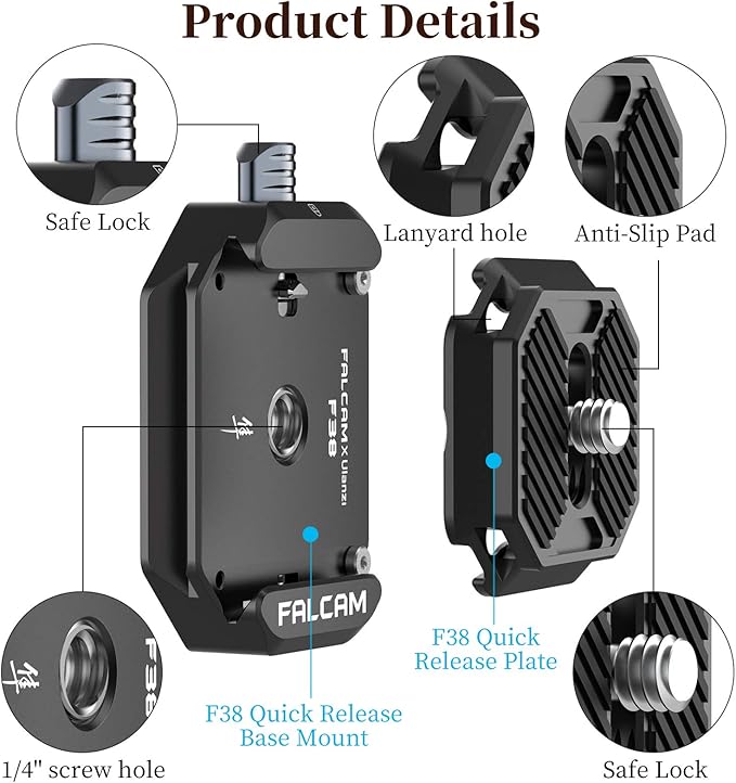 ULANZI F38 Camera Quick Release Plate w 1/4" to 3/8" Screw Thread, Quick - Image 5