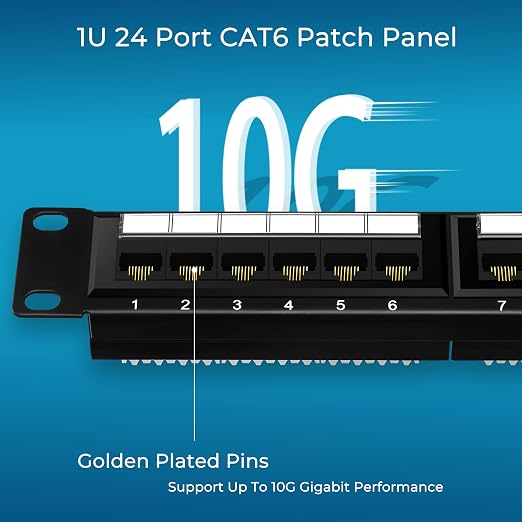Rapink Patch Panel 24 Port Cat6 10G Support, Network Panel UTP 19-Inch - Image 5