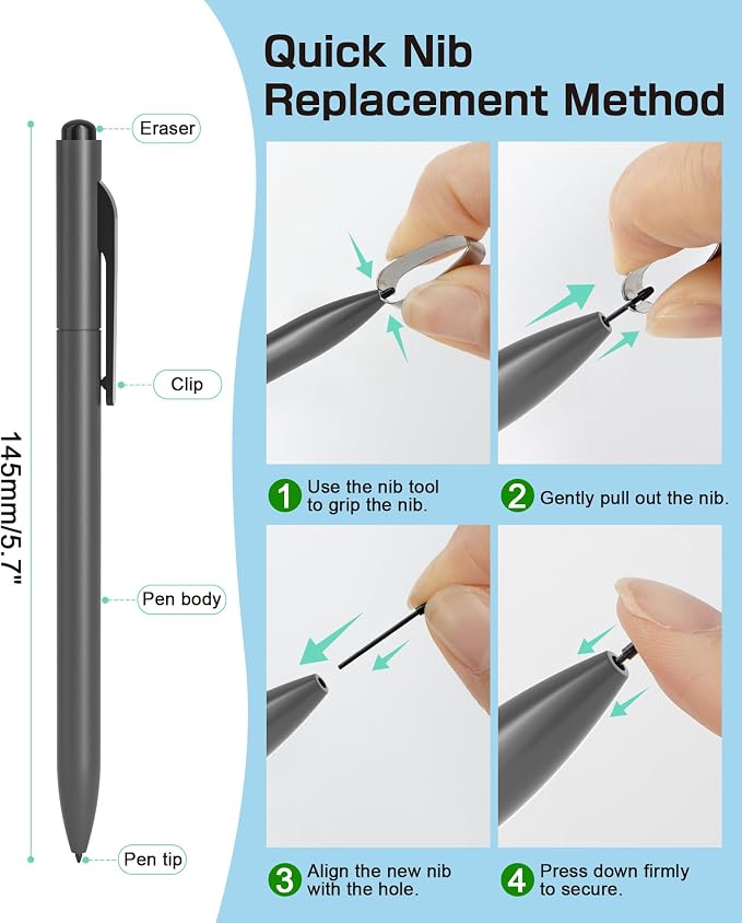 EMR Stylus Compatible with Remarkable 2, Replacement Digital Pen with Eraser - Image 6