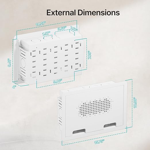 9" in-Wall Media Box, Recessed Outlet Wall Box, Structured Media Enclosure - Image 5