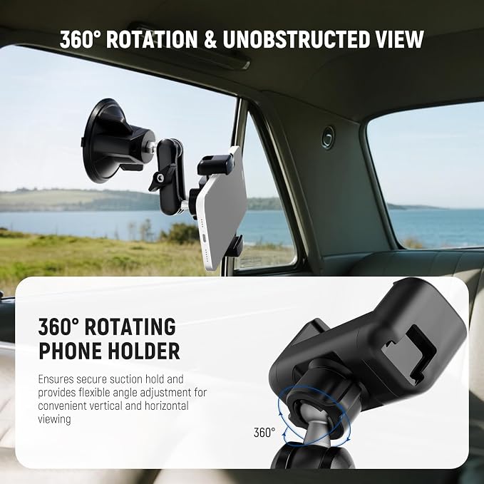 NEEWER Phone Holder for Your Car, 360° Rotating Vacuum Suction Cup Metal Cell - Image 2