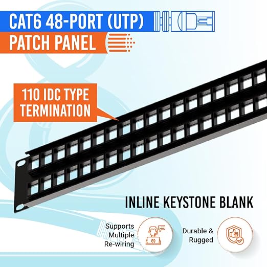 MONK CABLES | CAT6 Patch Panel | Inline | 48 Port - Image 3
