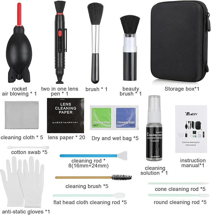 17-in-1 Camera Cleaning Kit for DSLR Cameras, - Image 2