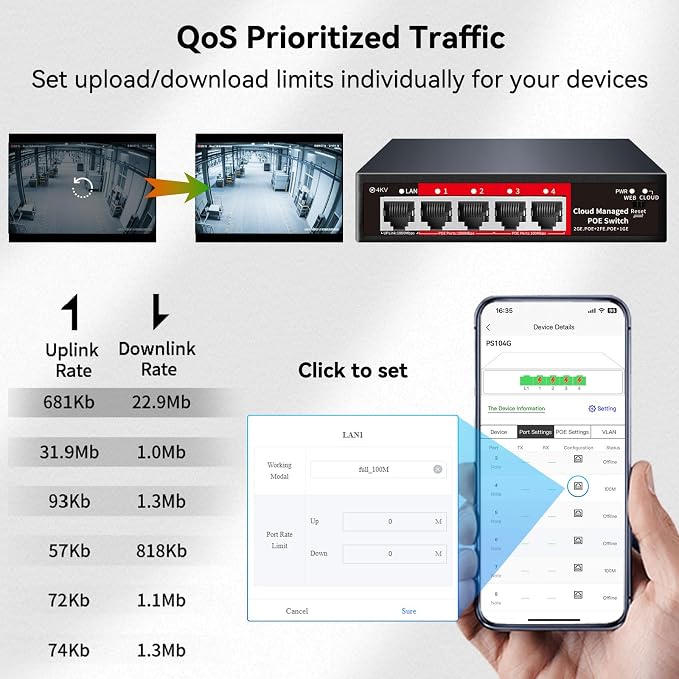 STEAMEMO 5 Port PoE+ Switch | Easy Smart Managed Ethernet Switch | Support VLAN - Image 6