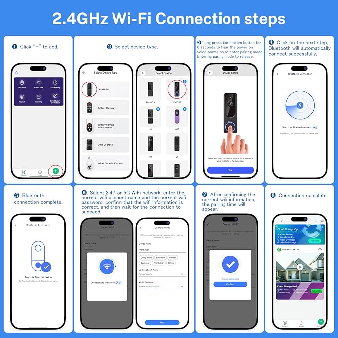 1080p WiFi Video Doorbell Camera Wireless, Battery Powered, AI Human and Motion - Image 9