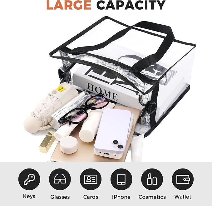 BAGAIL Clear Bags 12x6x12 Stadium Approved Clear Tote Bag - Image 6
