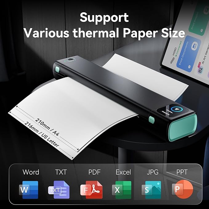 Phomemo Portable Printer with Touchscreen, Upgraded M08D Bluetooth Wireless - Image 4