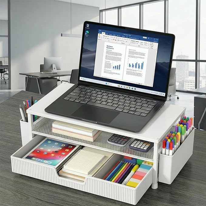 ECOLOVI Desk Organizer and Accessories, 2-Tier Computer Monitor Stand Rise - Image 6