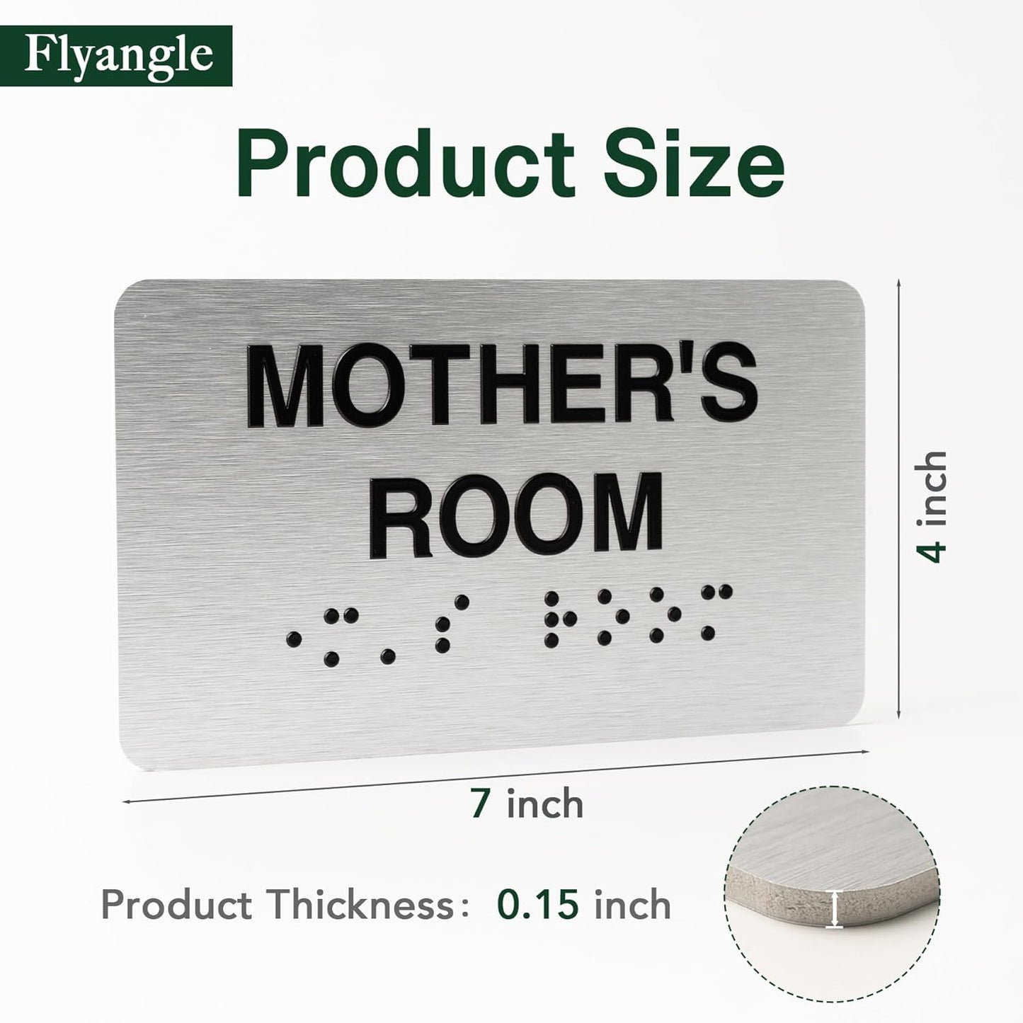 Break Room Signs for Business and Office Sign, ADA Signs with Raised Text & Grade 2 Braille, Easy Installation with Adhesive Pad – Brushed Aluminum/Silver