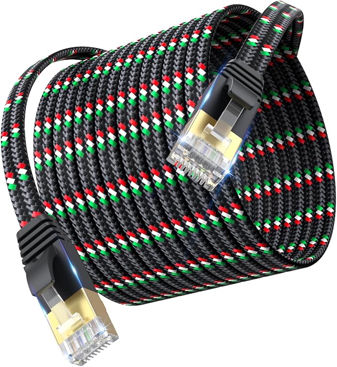 SNANSHI Short Ethernet Cable, Cat 7 Flat Ethernet Cable 3 ft Nylon Braided by SNANSHI