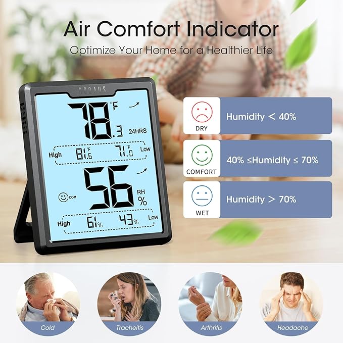 DOQAUS Digital Hygrometer Room Thermometer Indoor, Humidity Meter - Image 5
