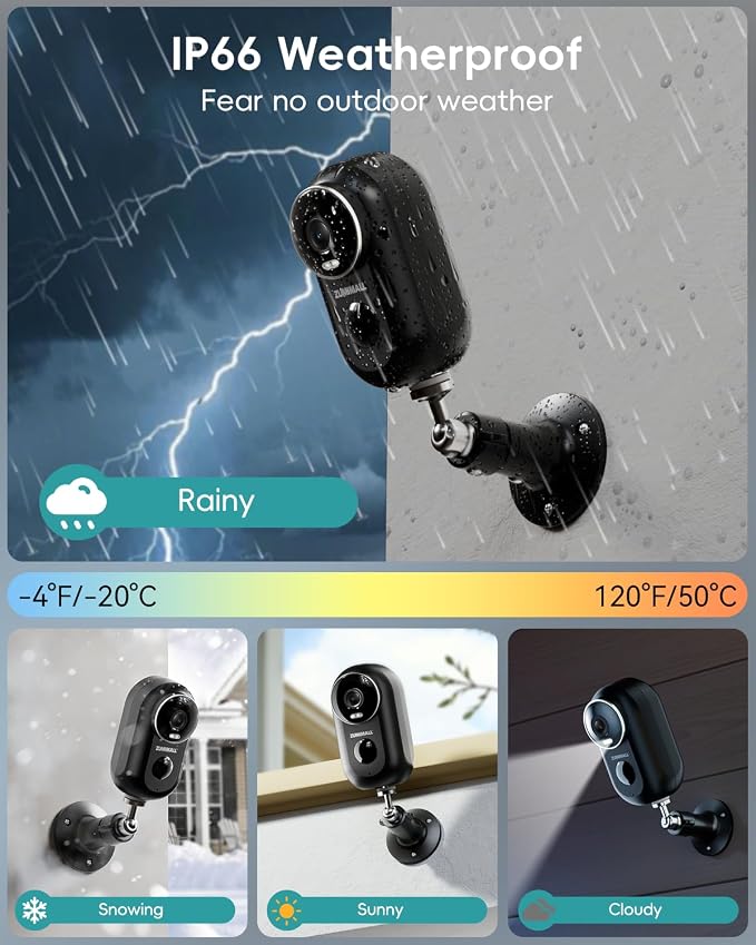 ZUMIMALL Security Cameras Wireless Outdoor, 4 Packs, 2K Cameras - Image 4
