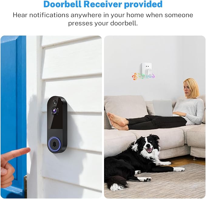 1080p Wireless Video Doorbell Camera, AI Human Detection, 2-Way Talk, Night - Image 6