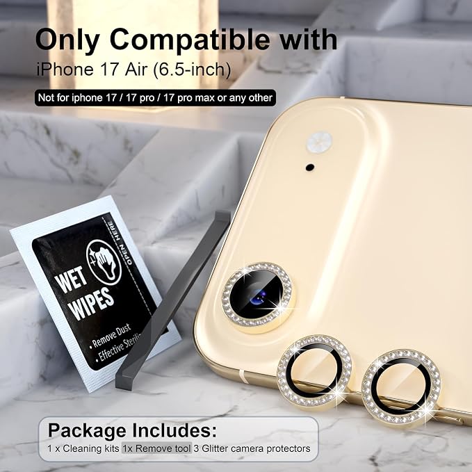 Choiche Compatible for iPhone 17 Air Camera Lens Protector Bling, 9H Tempered - Image 2