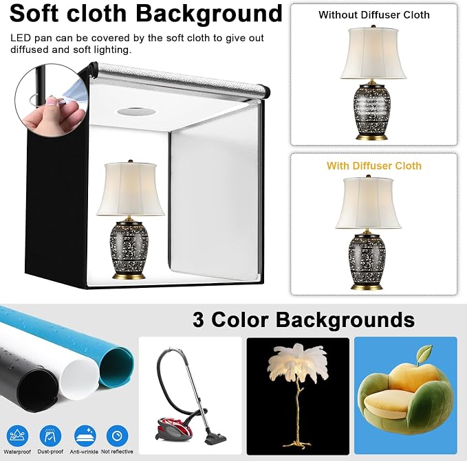 48"x48"x40" Large Photo Studio Light Box Photography, 4 Light LED Panels - Image 5
