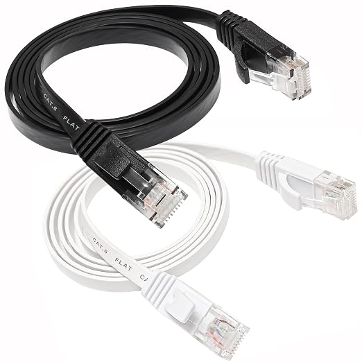 Ethernet Cable 3FT 2 Pack, Cat 6 LAN Cable Flat Net Cable Faster than Cat5e/Cat5 by DAYEDZ