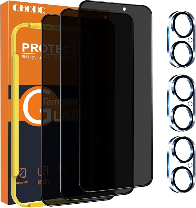 QHOHQ for iPhone 16 Privacy Screen Protector + Camera Lens Protector, Top 9H+ by QHOHQ