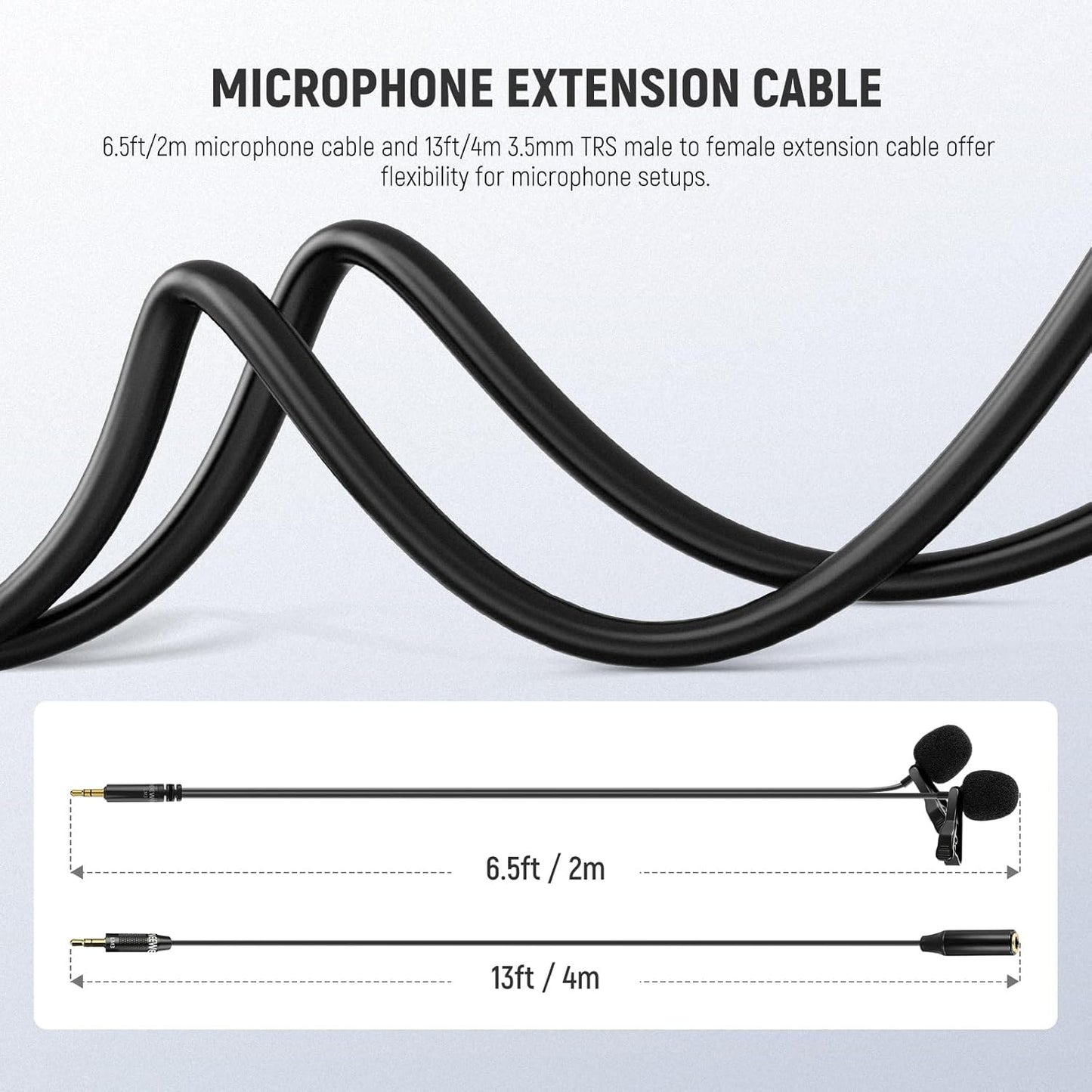 NEEWER 2m Wired Dual Lavalier Microphones with 4m Extension Cable, Mini Clip On Omnidirectional Condenser Lapel Lav Mic 3.5mm TRS for DSLR Mirrorless Camera Camcorder Interview Vlog, LM3