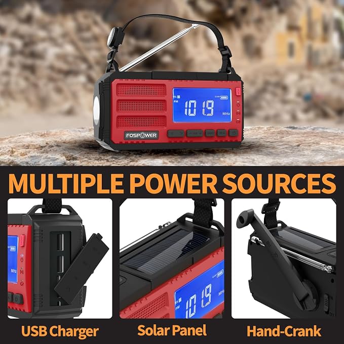 FosPower NOAA Emergency Weather Radio D8 37000mWh Portable Power Bank, - Image 4